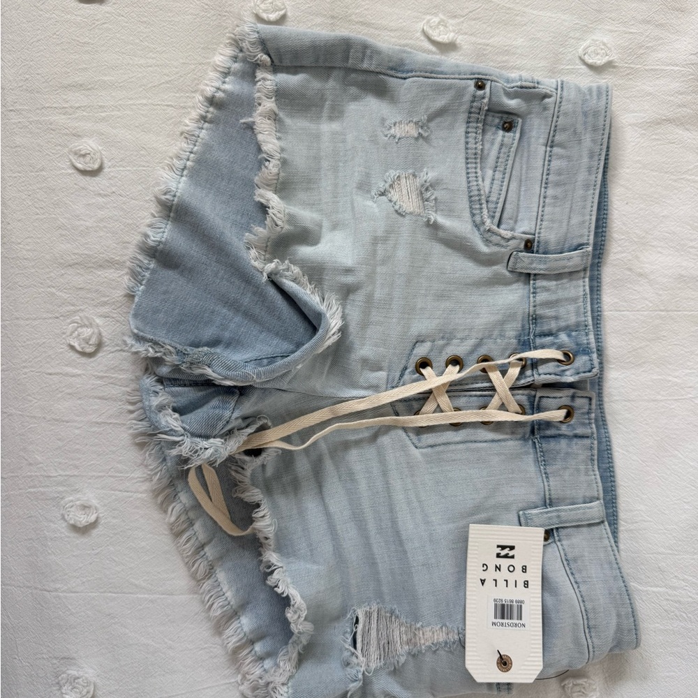 Billabong Sky Blue Lace-Up Denim Shorts